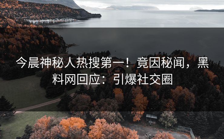 今晨神秘人热搜第一！竟因秘闻，黑料网回应：引爆社交圈