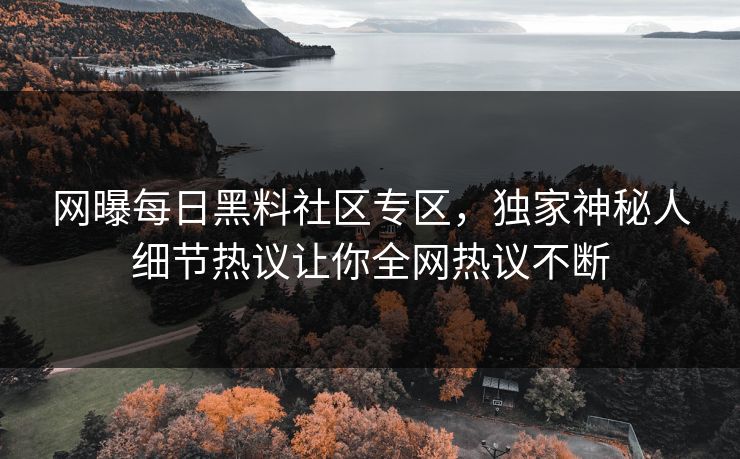 网曝每日黑料社区专区，独家神秘人细节热议让你全网热议不断