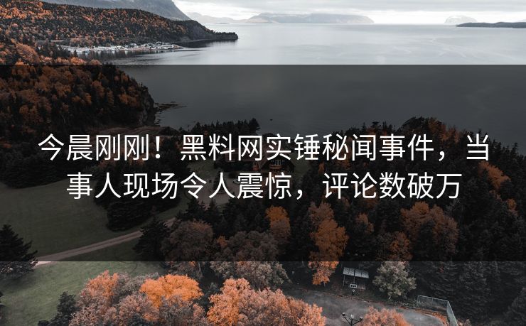 今晨刚刚！黑料网实锤秘闻事件，当事人现场令人震惊，评论数破万