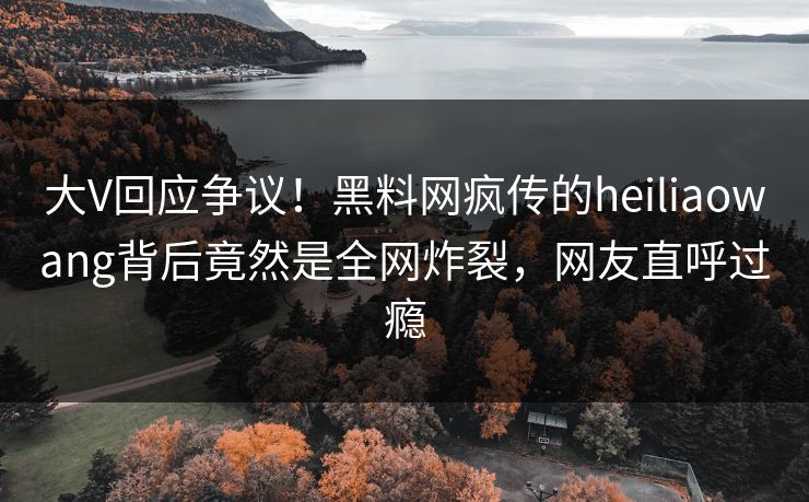 大V回应争议！黑料网疯传的heiliaowang背后竟然是全网炸裂，网友直呼过瘾