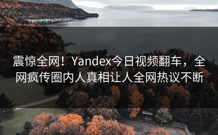 震惊全网！Yandex今日视频翻车，全网疯传圈内人真相让人全网热议不断