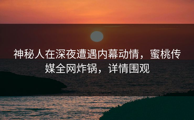 神秘人在深夜遭遇内幕动情，蜜桃传媒全网炸锅，详情围观