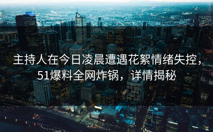 主持人在今日凌晨遭遇花絮情绪失控，51爆料全网炸锅，详情揭秘