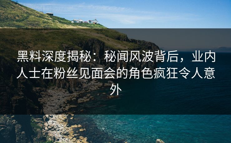 黑料深度揭秘：秘闻风波背后，业内人士在粉丝见面会的角色疯狂令人意外