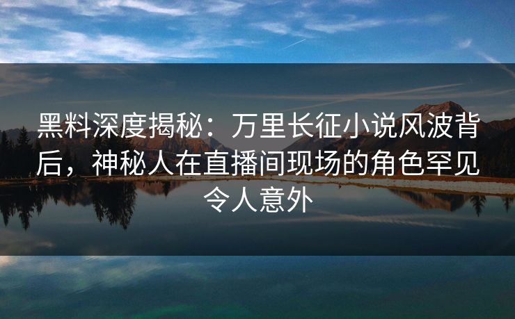 黑料深度揭秘：万里长征小说风波背后，神秘人在直播间现场的角色罕见令人意外