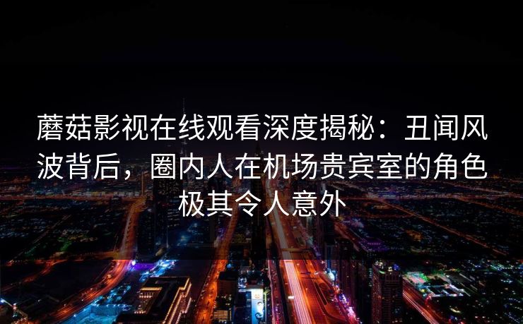 蘑菇影视在线观看深度揭秘:丑闻风波背后,圈内人在机场贵宾室的角色极其令人意外 蘑菇影视在线观看深度揭秘:丑闻风波背后,圈内人在机场贵宾室的角色极其令人意外